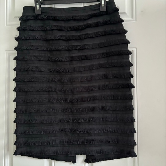 Lord & Taylor 424 Fifth IBIZA Black Fringe Skirt, Size 6 - Picture 1 of 10
